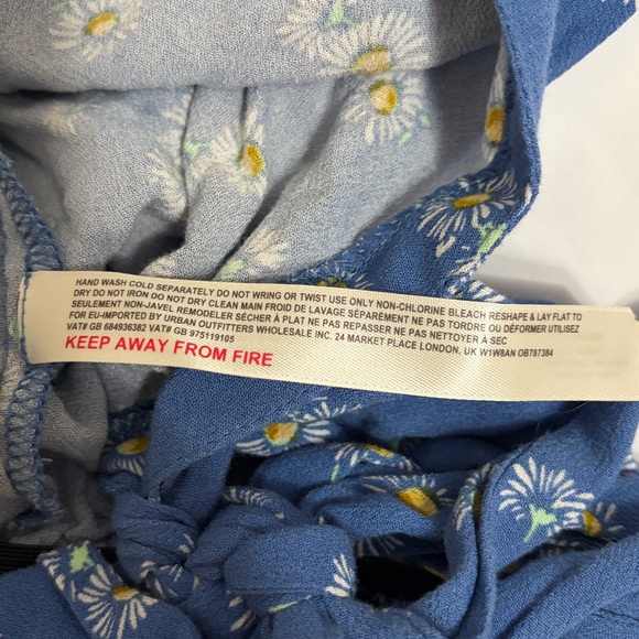 Free People Forties Feels Blue Floral Print Top Bell Sleeve Bodysuit Boho - Picture 12 of 15